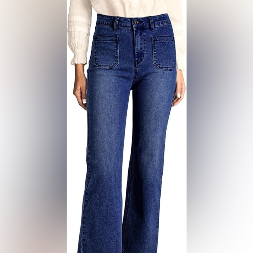 Wide Leg Patch Pocket Jeans